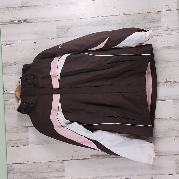 Columbia brown pink white interchange winter jacket coat Size Large 2 coats in 1 - Picture 1 of 16